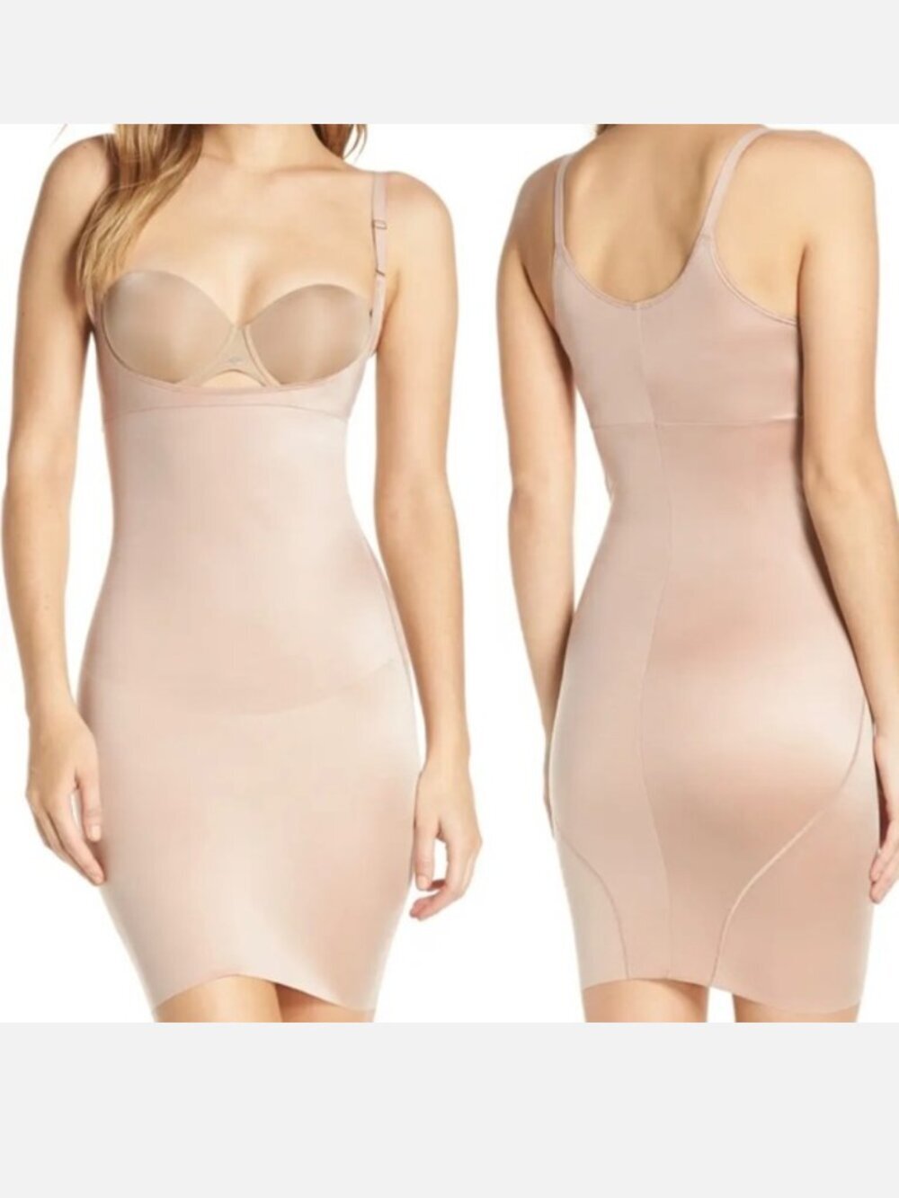 SPANX SmartGrip Open Bust Full Slip Size XL Nude Beige Neutral Shapewear